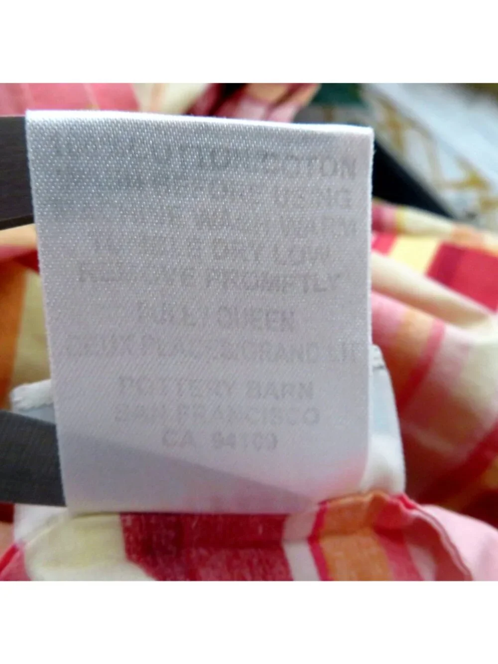 Pottery Barn Full/Queen Duvet Cover 2 Pillow Shams Striped Pink/Orange Cotton